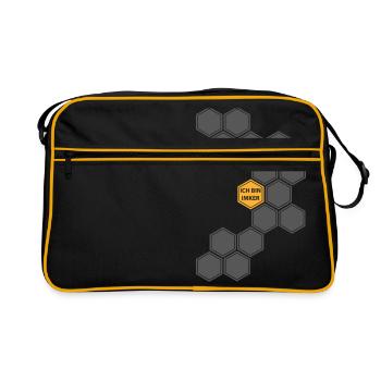T-Shirt Geschenk - Ich bin Imker Wabe - Retro Tasche - Schwarz/Gold - Vorne