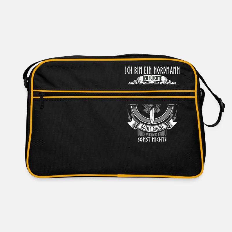 Ich bin ein Nordmann, Odins Rache - Retro Tasche - Schwarz/Gold