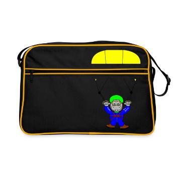 parachute skydiving parachuting skydiver - Retro Bag - black/gold - Front