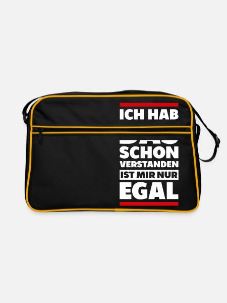 Verstanden Egal Spruch Shirt lustig Geschenkidee - Retro Tasche - Schwarz/Gold - Vorne