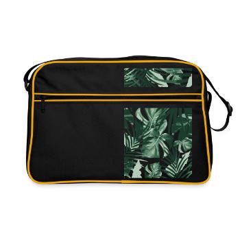 Tropical Leaves - Retro Tasche - Schwarz/Gold - Vorne