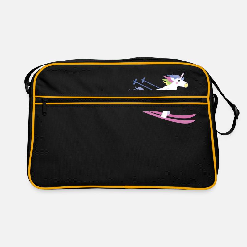 Einhorn auf Ski Retro Tasche