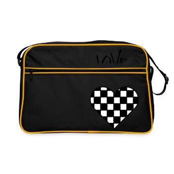 Stylish heart check look - Retro Bag - black/gold - Front