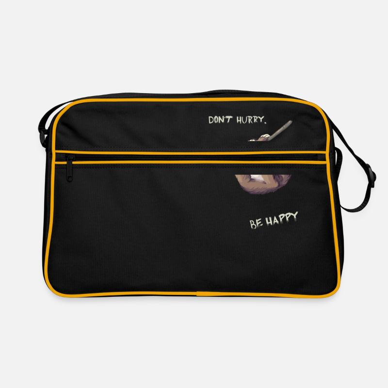Faultier abhängen chillen fun Humor Nerd langsam l - Retro Tasche - Schwarz/Gold