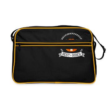 biber meilleur grand humour chanteur fan musique juste cheers - Sac Retro - noir/or - Devant