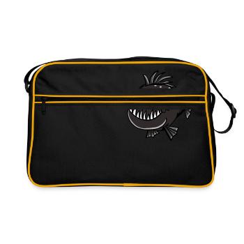 Mr. Piranha - Fish - Fishing - Angler - Comic - Retro Bag - black/gold - Front