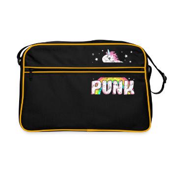 Cooles Ironisches Punk Musik Einhorn - Retro Tasche - Schwarz/Gold - Vorne