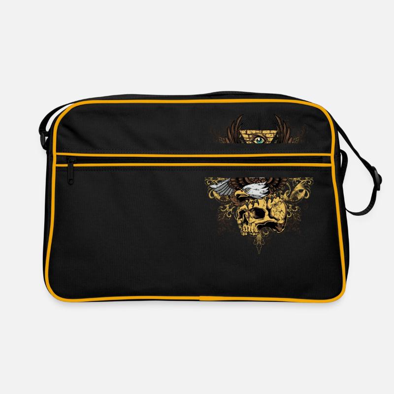 adler skull 13 illuminati - Retro Tasche - Schwarz/Gold