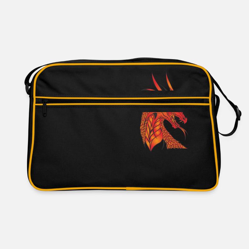 Wundervoller mythischer Drachen - Retro Tasche - Schwarz/Gold