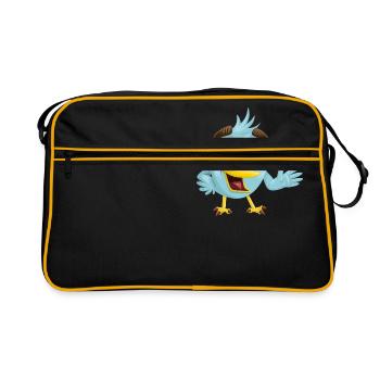 Vogel - Retro Tasche - Schwarz/Gold - Vorne