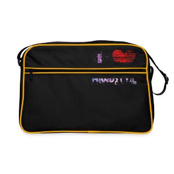 j'aime Hardtech techno hardstyle festival raver - Sac Retro - noir/or - Devant
