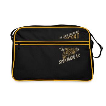 Motocross - Ich fahre nicht perfekt aber ... - Retro Tasche - Schwarz/Gold - Vorne
