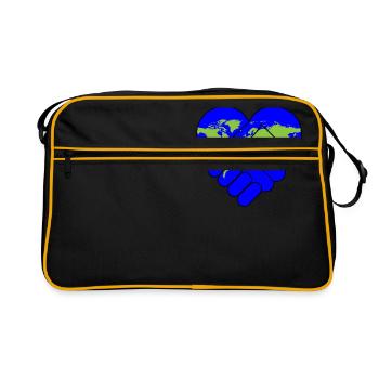 Weltfrieden - Retro Tasche - Schwarz/Gold - Vorne