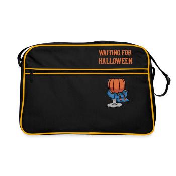Unicorn Pumpkin Waiting for Halloween - Retro Bag - black/gold - Front