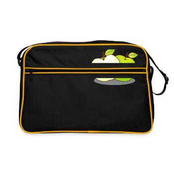 Äpfel - Retro Tasche - Schwarz/Gold - Vorne