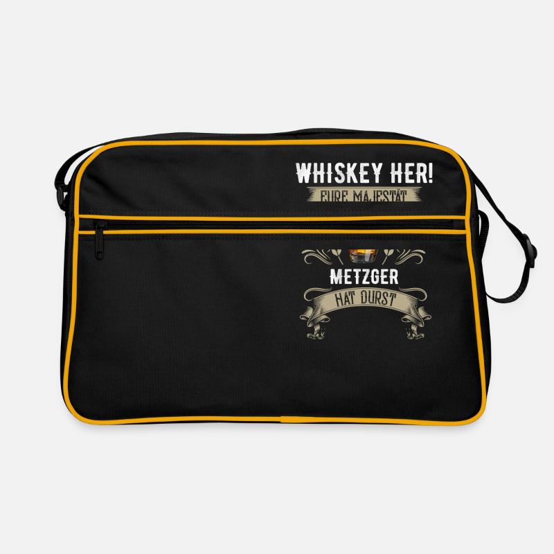 Whiskey her! Der Metzger hat Durst Retro Tasche