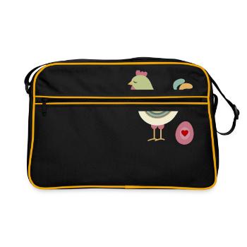 Hen with egg - Retro Bag - black/gold - Front