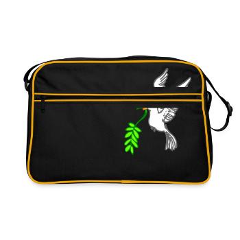 Friedenstaube gezeichnet - Retro Tasche - Schwarz/Gold - Vorne