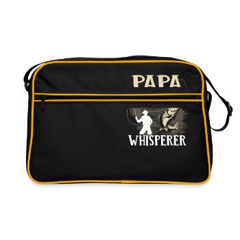 Fishing - Papa the fish whisperer - Retro Tasche - Schwarz/Gold - Vorne
