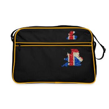 United Kingdom map flag glitter home pride - Retro Bag - black/gold - Front