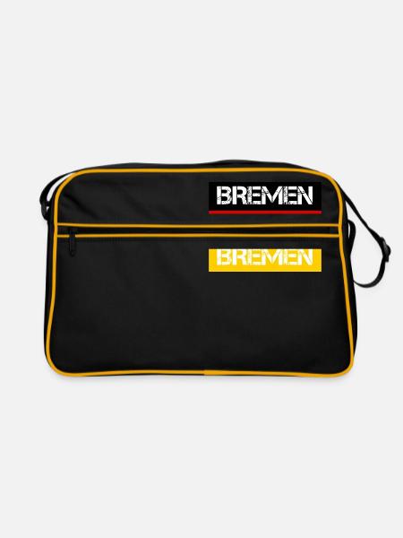 STADT BREMEN, DEUTSCHLAND - Retro Tasche - Schwarz/Gold - Vorne
