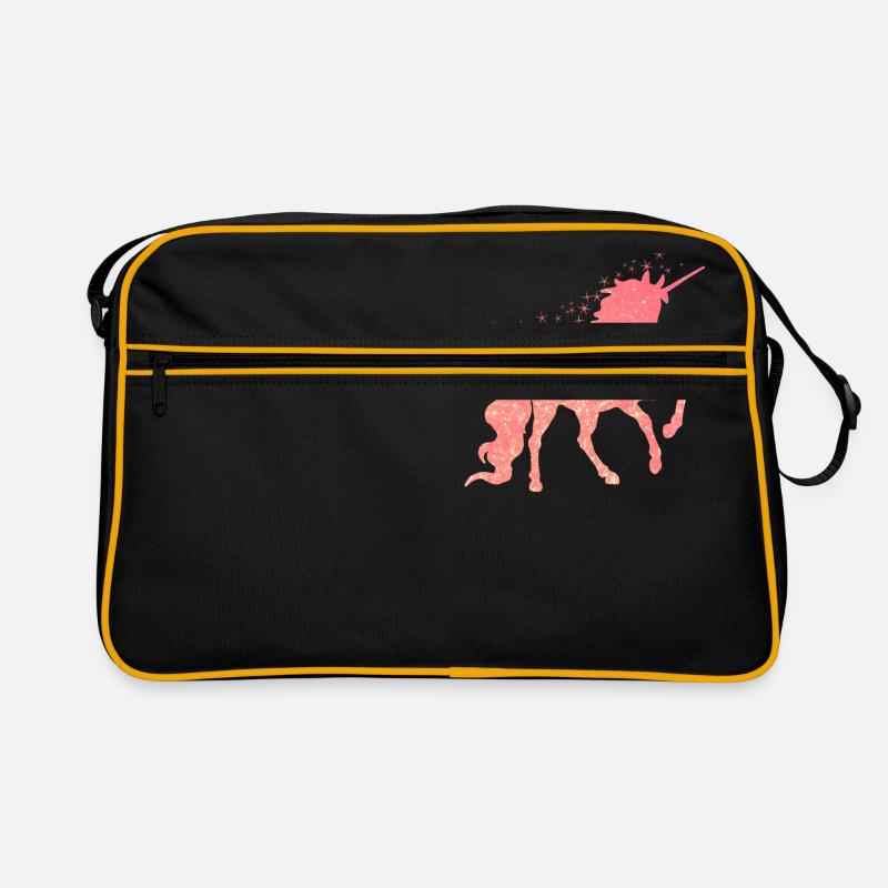 Das rote glitzer Einhorn - Retro Tasche - Schwarz/Gold