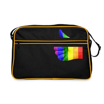 LGBT Rainbow Thumbs Up - Sac Retro - noir/or - Devant