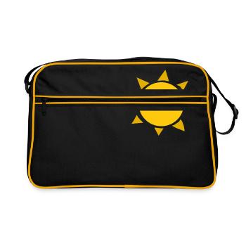 regenbogen sonne wolken wetter rainbow sun cloud46 - Retro Tasche - Schwarz/Gold - Vorne