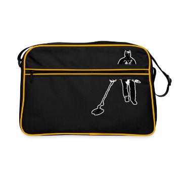 Sling with the metal detector on treasure hunt - Retro Bag - black/gold - Front