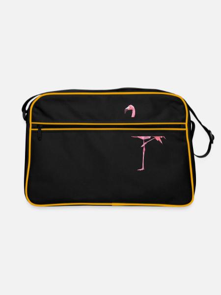 Flamingo-shirt - Retro Tasche - Schwarz/Gold