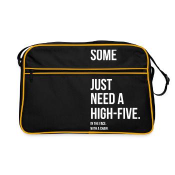 HIGH 5 IN YOUR FACE - HIGH 5 IN DEIN GESICHT - Retro Tasche - Schwarz/Gold - Vorne