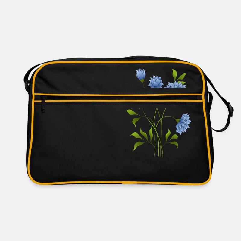 Blaue blumen - Retro Tasche - Schwarz/Gold