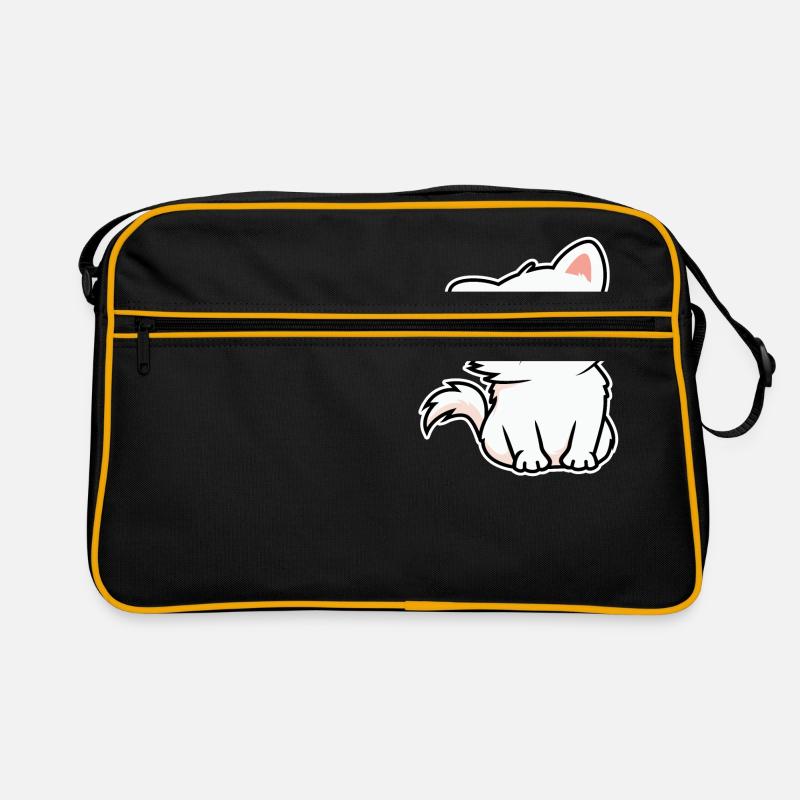 Dessin Animé Chat Chat Blanc Illustration Sac Retro