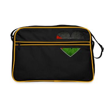 Battement de coeur du drapeau de la Palestine - Sac Retro - noir/or - Devant