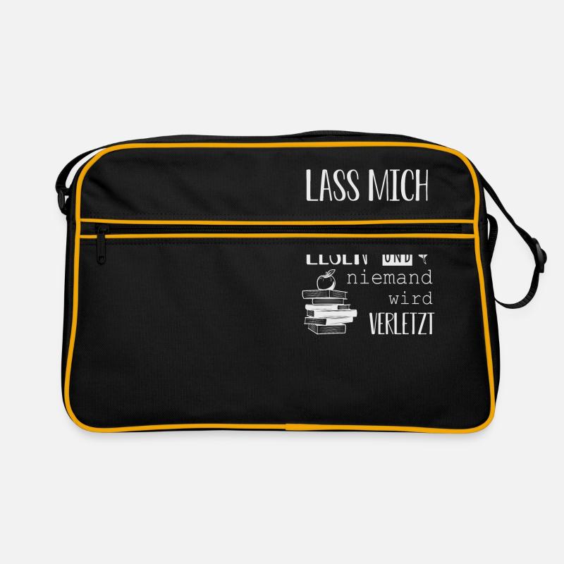 Lesen Buch Bücher Leseratte Spruch - Retro Tasche - Schwarz/Gold