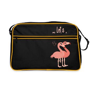 Let´s Flamingle - Retro Tasche - Schwarz/Gold - Vorne