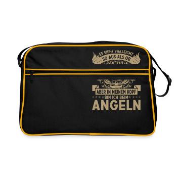 Angeln - Retro Tasche - Schwarz/Gold - Vorne