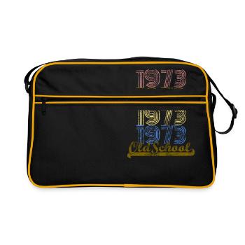 Alte Schule 1973 Vintage Retro Shirt - Retro Tasche - Schwarz/Gold - Vorne