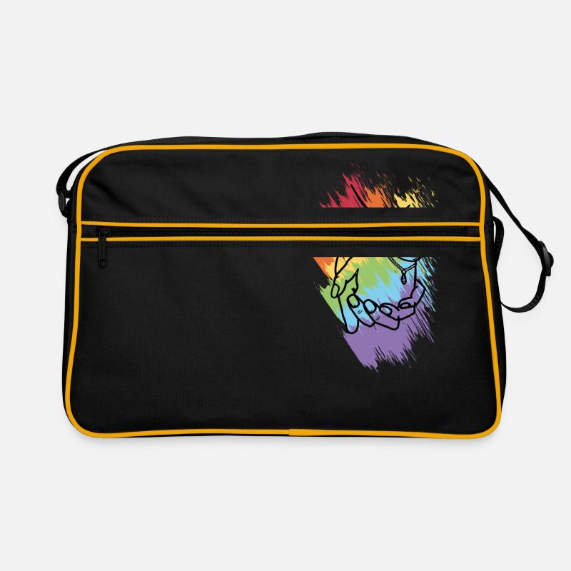 Haendchen halten Regenbogen 3 Retro Tasche