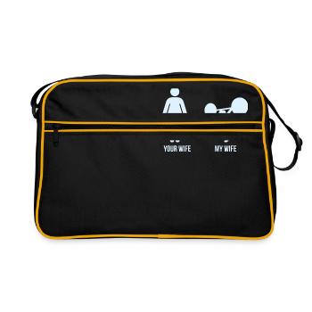 Vergleich: Your Wife vs. My Wife - Retro Tasche - Schwarz/Gold - Vorne