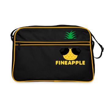 Frucht / Früchte: Fineapple - Pineapple - Ananas - Retro Tasche - Schwarz/Gold - Vorne