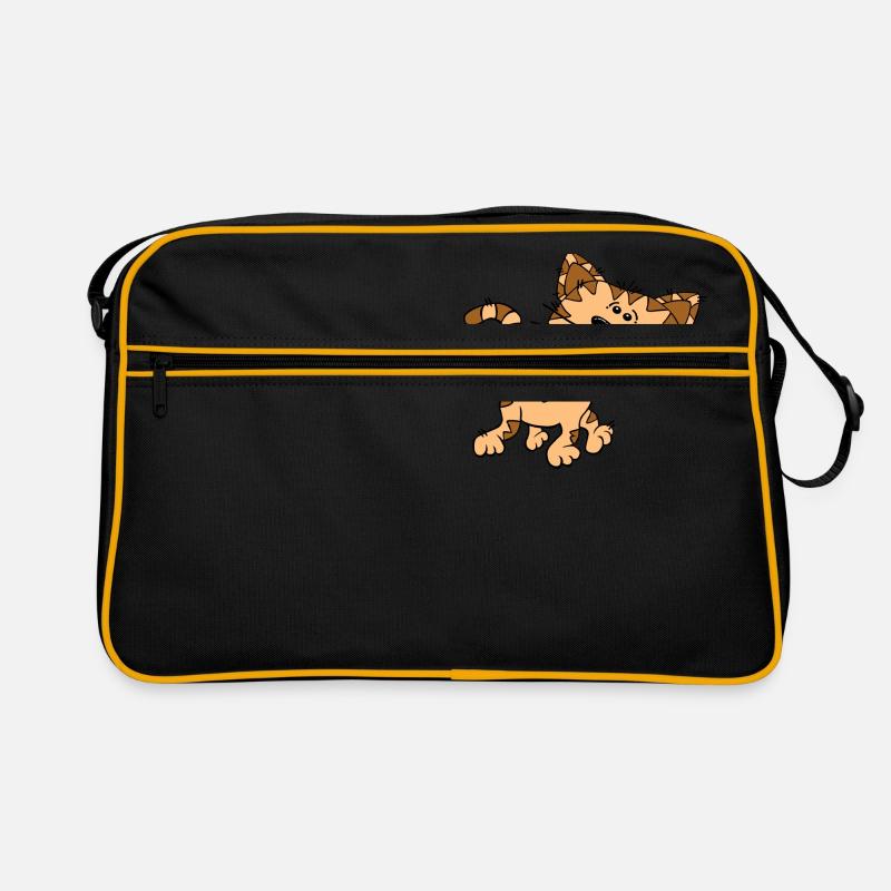 Katzen - Retro Tasche - Schwarz/Gold