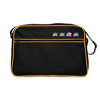 Haflinger Einhorn Shirt - Retro Tasche - Schwarz/Gold - Vorne