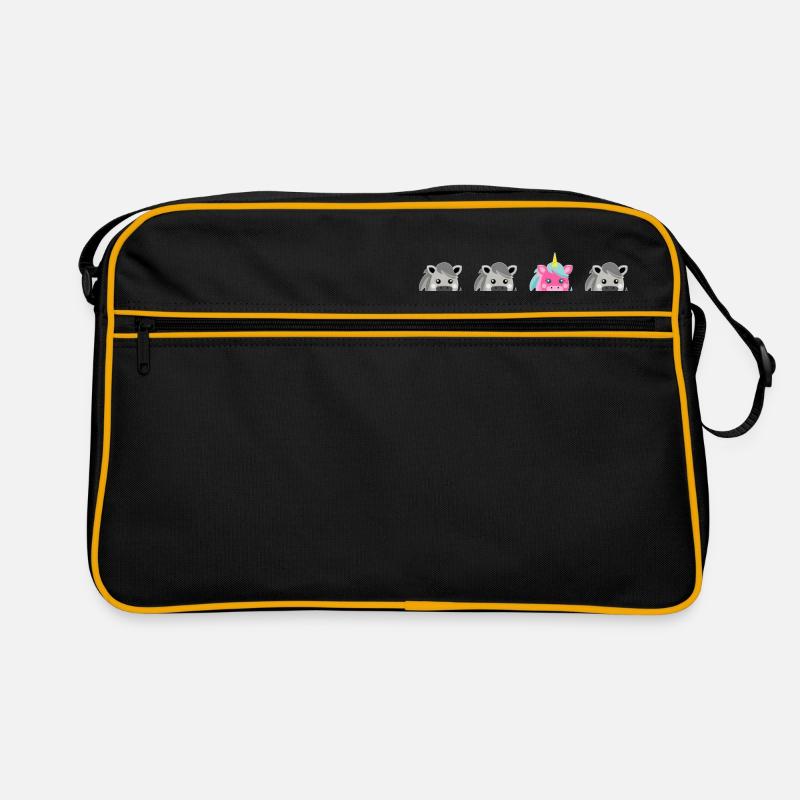 Haflinger Einhorn Shirt - Retro Tasche - Schwarz/Gold