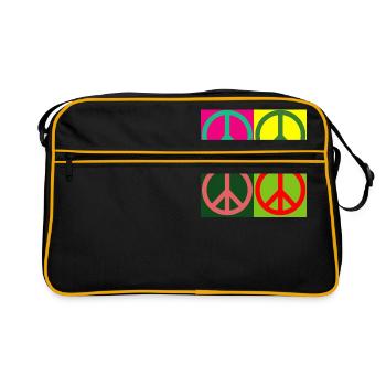 Pop Art / Graphic Novel: signe de paix - Hippies - 60s 70s - Sac Retro - noir/or - Devant
