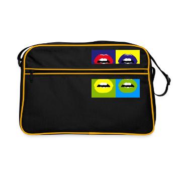 Pop Art / Graphic Novel: moue, lèvres, rouge à lèvres - Sac Retro - noir/or - Devant