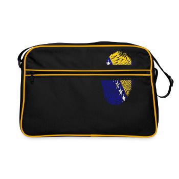 fingerprint i love Bosnien Bosnia - Retro Tasche - Schwarz/Gold - Vorne