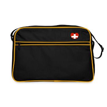 I LOVE ekg heartbeat SUISSE Switzerland - Sac Retro - noir/or - Devant