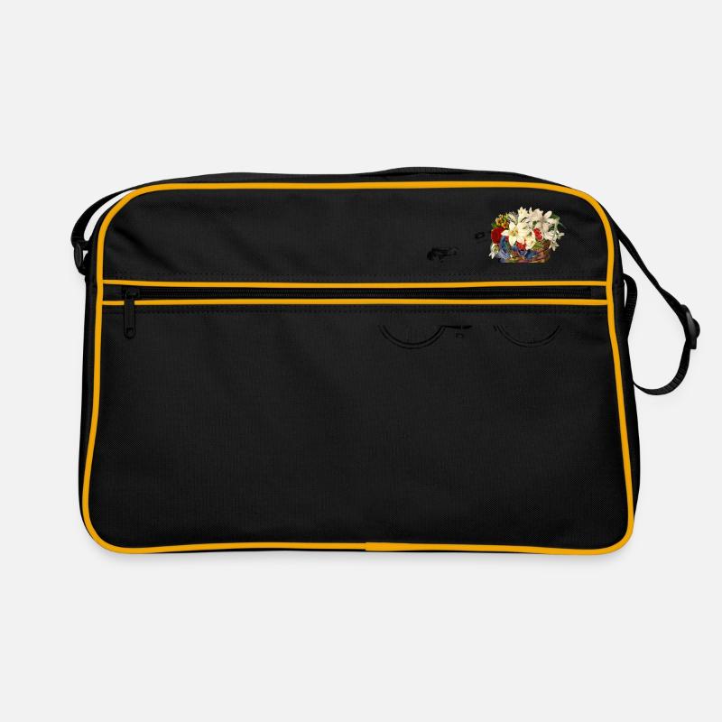 Vélo avec des fleurs - Sac Retro - noir/or