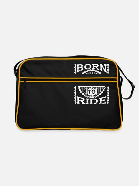 born ride birthday biker gift bike 1969 - Retro Bag - black/gold - Front